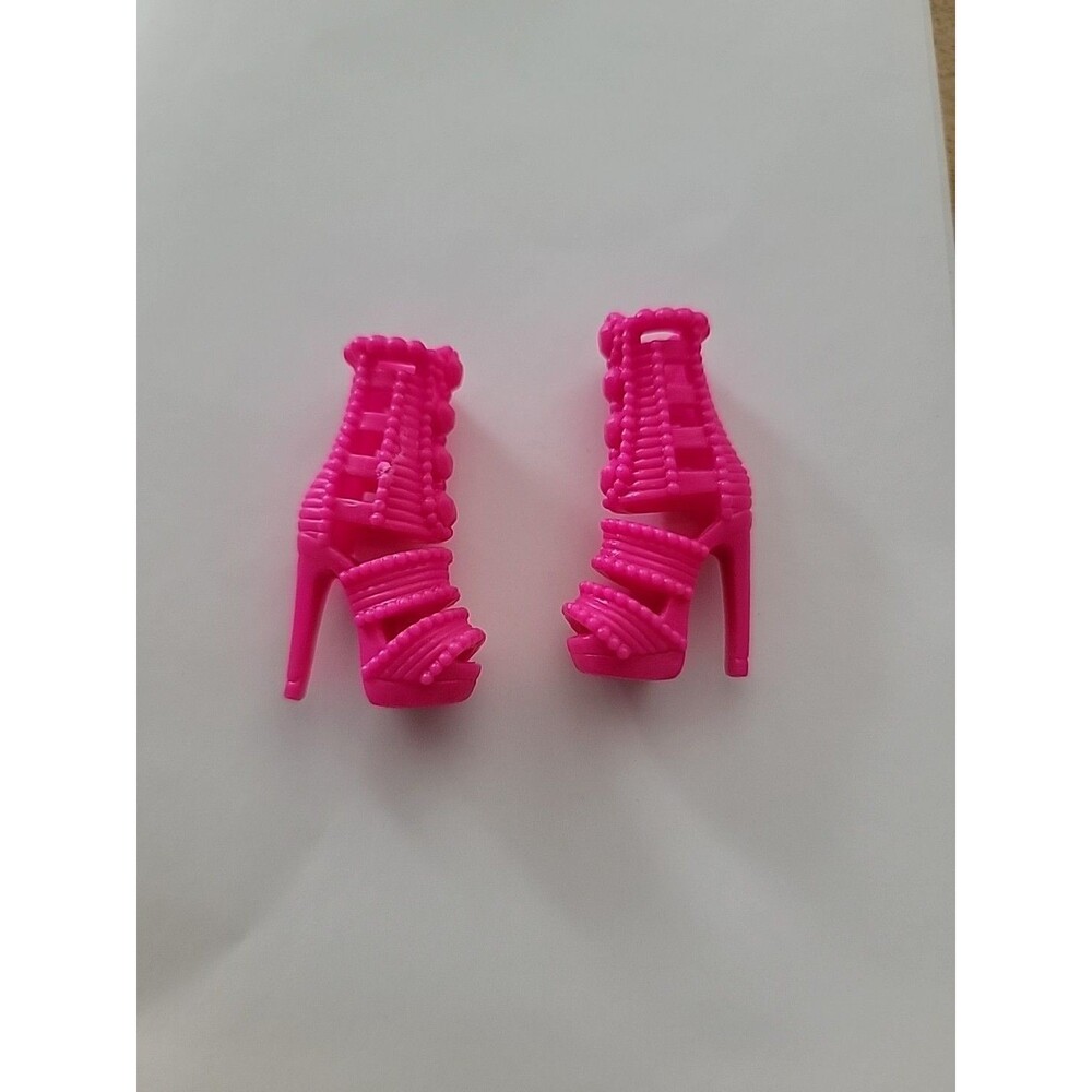 Barbie Doll Fashionistas Hot Pink Strappy Wrap Jeweled High Heels Pump Shoes